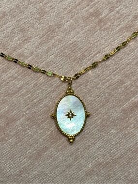 Gold Mother-of-Pearl Starburst Pendant Necklace - Women Jewelry